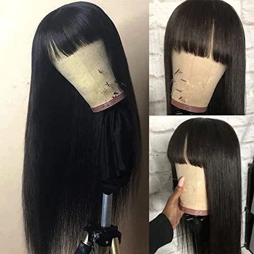 HD Transparente Lace Frente Human Human Wigs Straight Wig com franja Fringe Human Human Wigs For Women 150% Densidade