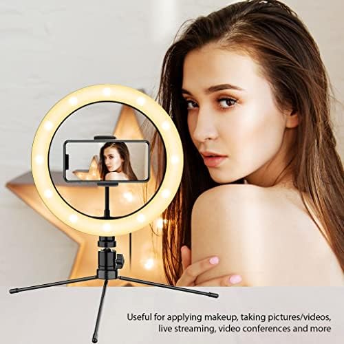 Bright Selfie Ring Tri-Color Light Compatível com seu Yezz Andy 5m VR 10 polegadas com remoto para transmissão ao vivo/maquiagem/youtube/tiktok/vídeo/filming