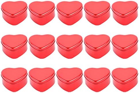 Recipientes de presentes Caixa de latas de metal em forma de coração 15pcs com tampas de biscoitos jar latas de vela vazia caixa de lata