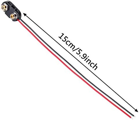 Conector de clipe de clipe de bateria de 9V cabos de fio estanho de 15 cm de preto eu digite o conector de clipe de bateria de bateria 5pcs