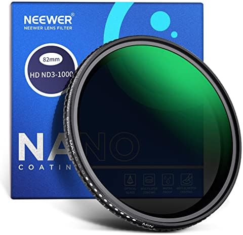 NEEWER 82mm Variável Filtro ND ND3-ND1000, 1,5-10 Filtro de densidade neutra limitada parada com vidro óptico HD e quadro de nano de 30 camadas de 30 lados, repelente de água/estrutura de riscos/riscos/alumínio