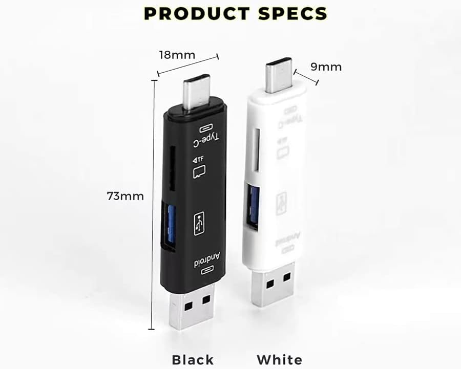 5 em 1 leitor de cartões multifuncionais compatível com o Samsung Galaxy S20 Plus possui USB tipo C/microUSB/TF/USB 2.0/SD Card Reader