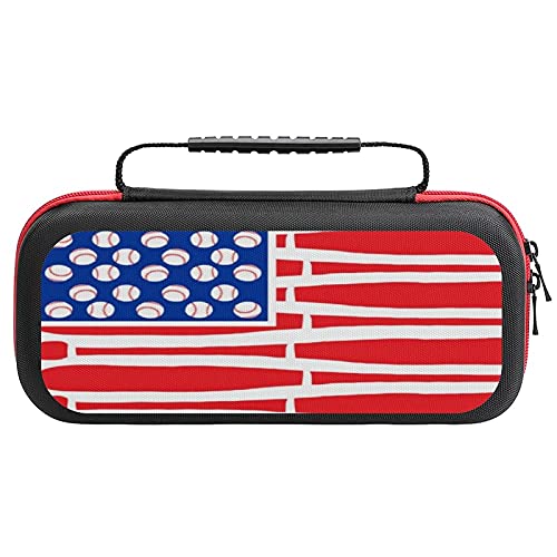 Caixa de armazenamento de bandeira e beisebol americana para console de jogos e acessórios, viajando bolsa de bolsa