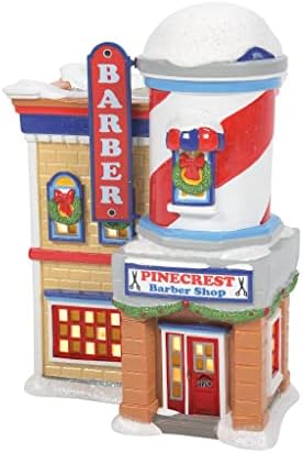 Departamento 56 Peanuts Village Pinecrest Barber Shop Building Lit, 7,44 polegadas, multicolor