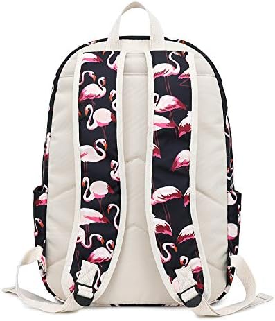 Joymoze Lightweight fofo bolsa escolar com sacola de almoço e bolsa de lápis School School Set Black Flamingo