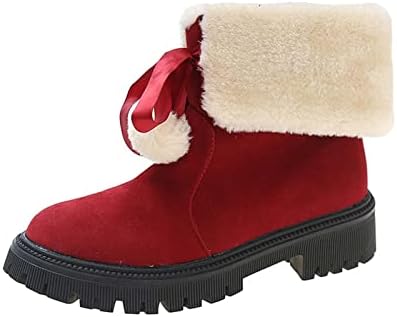Botas de inverno para botas de tornozelo feminino e botas de pelúcia plataforma de bola de pelúcia de sapatos de neve não deslizamento