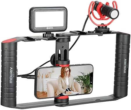 Mouriv VK-R1-iphone/Android compatível com kit de vídeo de kit de vídeo VLOGGING ACESSÓRIOS: Smartphone Video Pig, LED Light