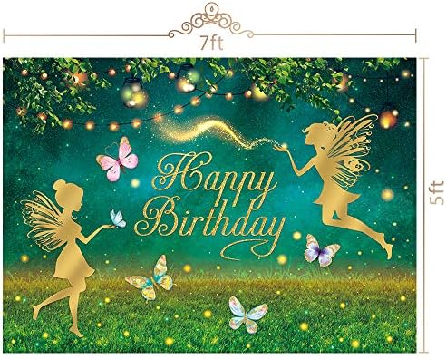 Maijoeyy 7x5ft Fada cenário para festa de aniversário Fairy Fairy Princess Party Decorações Floral Fairy Birthday Birthday