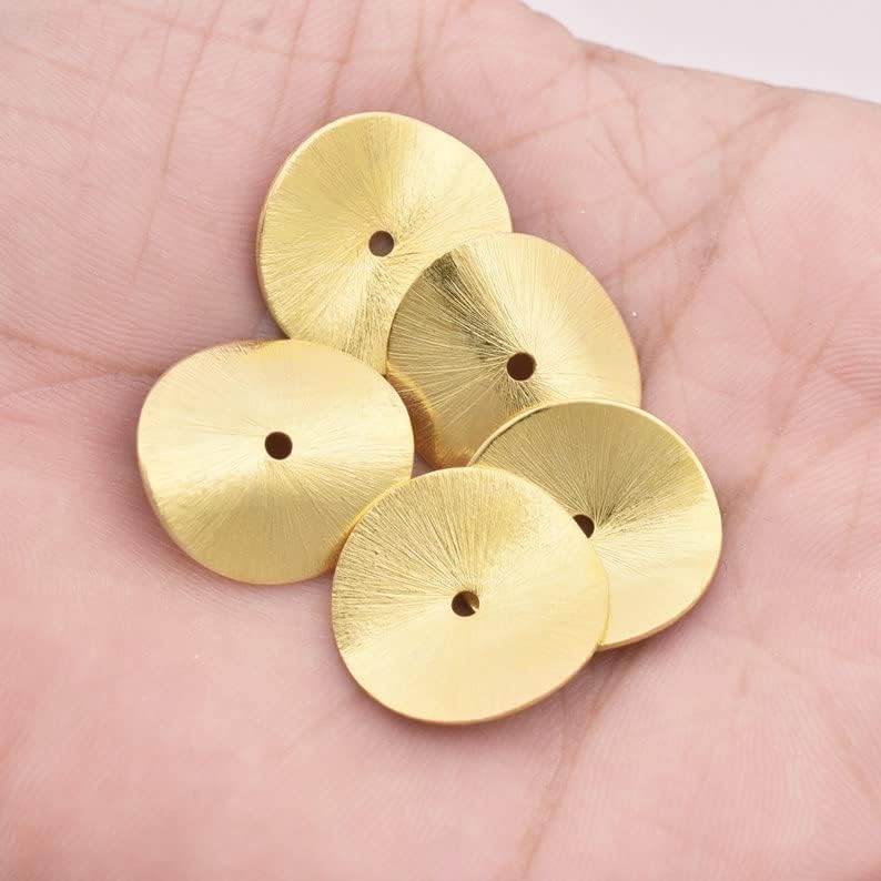 5pc -20mm miçangas onduladas / batatas de ouro escovado - contas - contas espaçadoras onduladas para fazer jóias