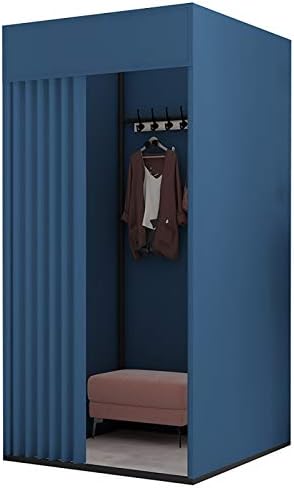 Vestiário, sala de encaixe de roupas de roupas azuis, estação de pouso, cortina de vestiário, vestiário simples, vestiário