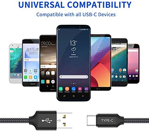 Cabo curto tipo C Tipo C, Oneker portátil USB-C Nylon Samsung Samsung S1xy S10 S8 S8 mais nota 9 8, LG G5 G6 V20 30, Google Pixel 2 XL, Power Bank
