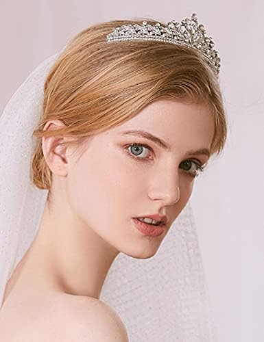 Wekicici Crystal Wedding Tiara Silver Bridal Rhinestone Crown Farda de casamento elegante para o casamento de formulário