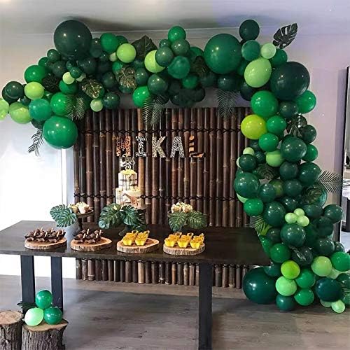 Balões de látex verdes de 100 pacote de 100 pacote Zesliwy, balões verdes escuros de 12 polegadas e balões verdes claros