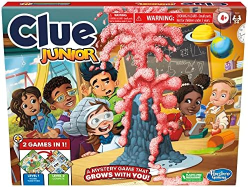 Clue Junior Game, jogo de jogo de 2 lados, 2 jogos em 1, jogo de mistério para crianças mais jovens de 4 anos ou mais, jogos infantis para 2 a 6 jogadores, Junior Games