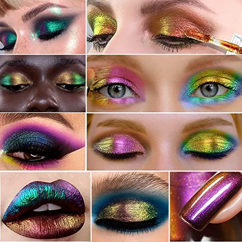 Hoomuss Chameloen Eyeshadow Liquid, Gold Glitter Shishadow Multicromo Holographic Eyeshadows, pigmentado e duradouro e secagem rápida, sereia