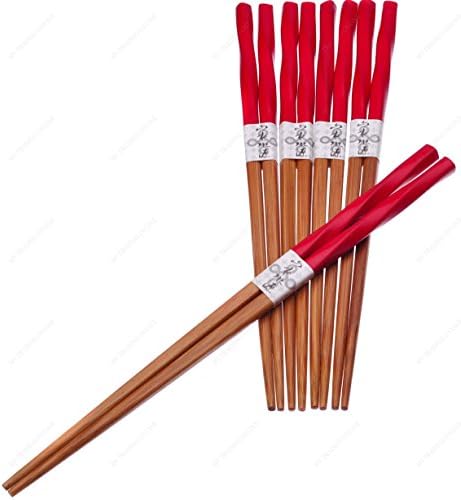 M.V. Negociação 900241BK Japanese Bamboo Chopstick Twisted Design, preto, 5 pares