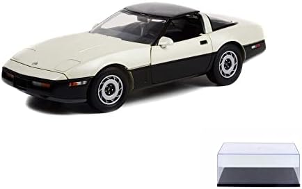 ModelToycars Diecast Car W/Exibir Exibição - 1986 Chevy Corvette C4, Tan Silver/Black - Greenlight 13632 - 1/18 Scale Diecast Car