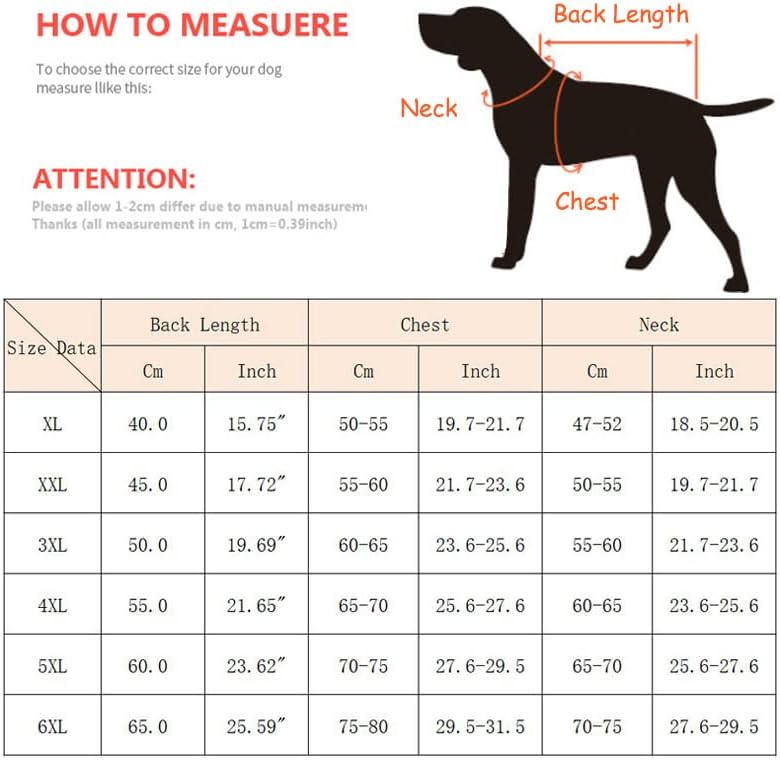 Big Dog Roupos Jaqueta de espessura à prova d'água para cães grandes de cães de lã de inverno de inverno laranja 4xl-suit 17-22kg