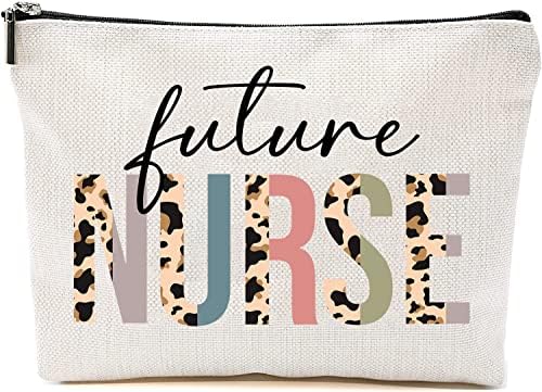 Htdesigns Future Nurse Cosmetics Bag - Leopard Future Nurse Makeup Bag - Presentes para Future Enfermy - Future Nurse Birthday