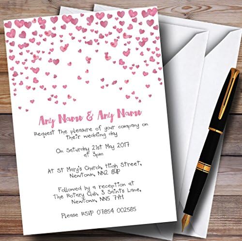 O card zoo rosa coração confetes personalizados convites de casamento