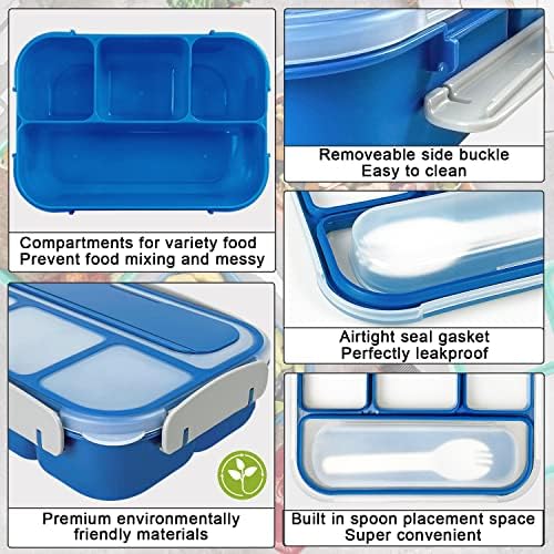Fithome Caixa de bento à prova de vazamentos com compartimentos e garfo incluído e reutilizável lancheira para adultos, tamanho perfeito