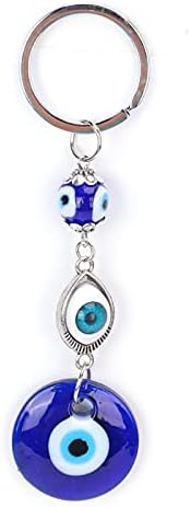 Biitfuu Turkish Blue Evil Eye Key Chain, Boa sorte Keychain com decoração de bolsa de ornamento pendurado