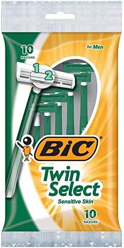 BIC Twin Select, pele sensível, barbeador descartável para homens, 10 contagens