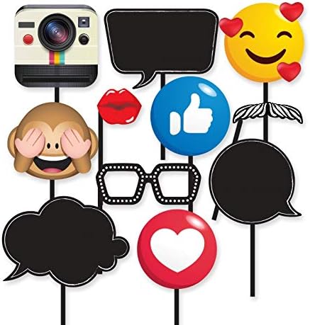 Estrutura de selfie de festa de fotografia de mídia social com tema Insta com emoji e adereços de bolhas de fala. Ótimo como fotografia