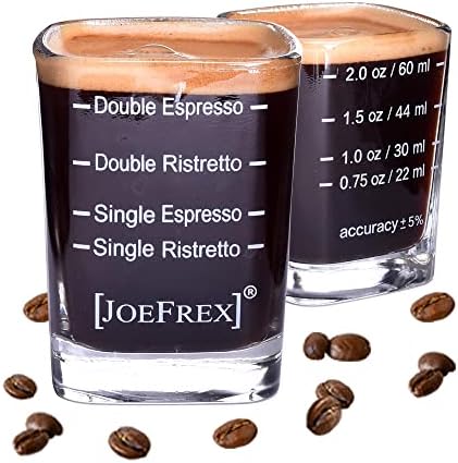 Espresso Shot e medição de vidro para baristas 2oz 1,8 x 1,8 x 2,6 polegada para uma única foto de ristrettos e Espresso