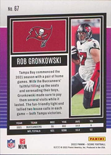 2022 Pontuação 67 Rob Gronkowski Tampa Bay Buccaneers NFL Football Trading Card