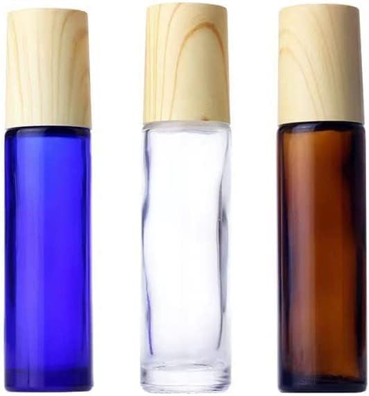 8PACK vazio redondo perfume reabastecido 10 ml âmbar de vidro azul transparente garrafa de óleo cosmético Rolo de perfume