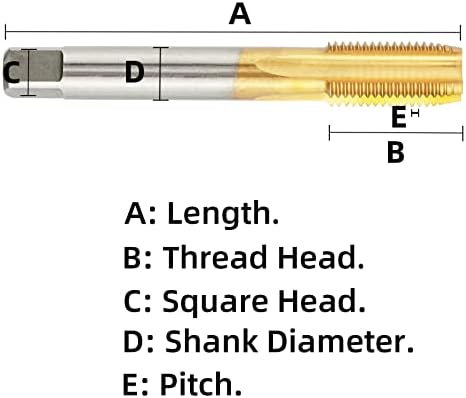 ACRETEEL METRIC M36 X 1,5 HSS TI com flauta reta Torneira, M36 x 1,5 mm Máquina de rosca revestida de titânio Tornete da mão