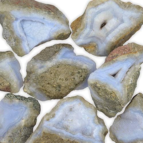 Materiais Hypnotic Gems: 18 lb Bulk Rough Glacial Blue Lace Agate Stones da Namíbia - Cristais naturais crus e rochas para cabines,