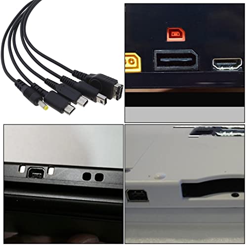 EMSEA 5 em 1 Cabo de carregamento USB 1,5 m Compatível com Gameboy Advance SP/DS Lite/NDS/W-I-I U/NOVO 3DS XL/NOVO