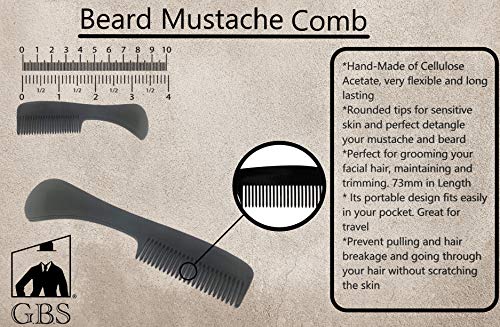 G.B.S Beard Bigode pente mcb 3 pack-extra pequeno. Penteados inquebráveis ​​de dentes finos, barba e bigode para cuidar dos pêlos