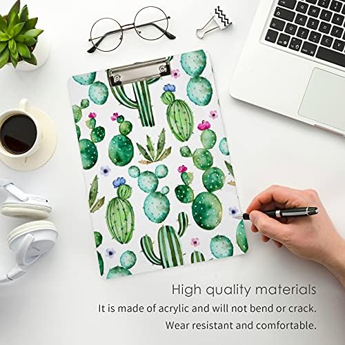 Cactus Suculent Floral Plastic Floral Clipboard 9 X12.5 CLIPBOARDS DE ACRYLIC com clipe de baixo perfil A4 Tamanho da carta