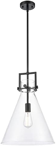 Iluminação de inovações 411-1S-BK-14CL Newton-14 One Light Mini Pinging, acabamento em preto fosco com cone de cone claro