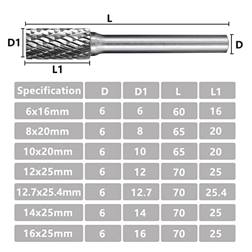 Arquivos rotativos de corte duplo para diâmetro de metal 12-25,4 mm de 6 mm de tungstênio tungstênio turr bit bit girrs