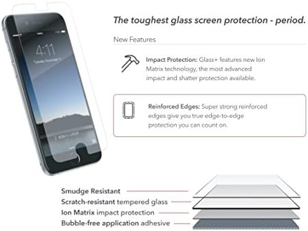 Tech21 EVO GEM Drop Proof Protective Case para iPhone 8 / iPhone 7 / iPhone 6, 6s + Zagg Glass + Screen Protector, Proteção de arranhões,