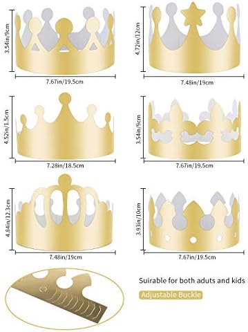 MSDADA 30 peças coroas de ouro de ouro, papel de papel dourado, boné de chapéu da coroa para festas para aniversário, comemoração