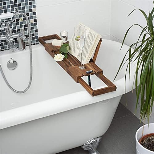 Yebdd Bath Bath Shelf Rack de prateleira de banheira multifuncional comprimido com bandeja de banho de banheiro do banheiro estendendo lados