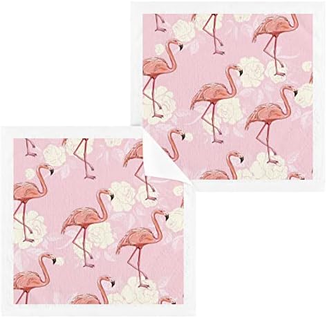Pano de lavagem Alaza Conjunto de flamingo rosa - pacote de 6, panos de algodão, toalhas altamente absorventes e macias