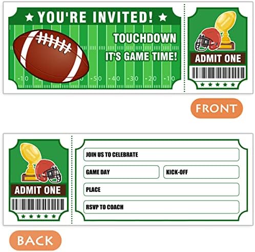 Convite de aniversário de bilhetes de 30 futebol com envelopes - American Football Ticket Invite - Sport de festa