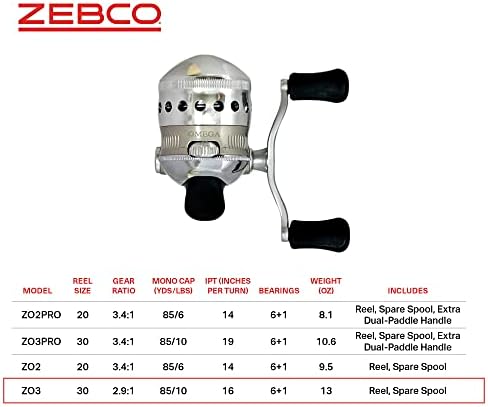 Reel de pesca Spincast Zebco Omega Spincast, 7 rolamentos, anti-reversa instantânea com um arrasto liso e ajustável, engrenagens