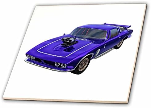 Carro gráfico 3drose Boehm - Muscle Car Classic Blue - telhas