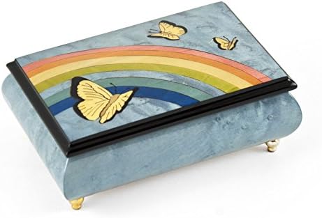 Joyful Light Blue e Wood Tom Butterfly e Rainbow Jewelry Box - Muitas músicas para escolher - eu vi mamãe beijando Papai Noel