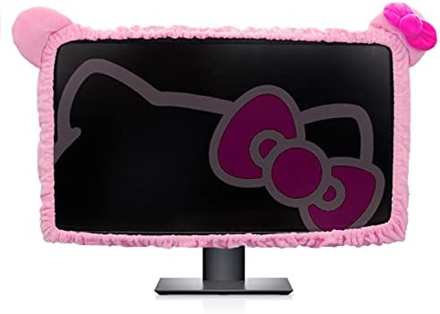 Kakurookie 27 '' - 34 '' Monitor de computador Tampa de proteção com design de orelha de gato, capa de pó de monitor rosa fofo com design