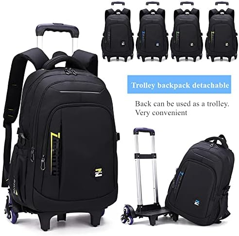 YJMKOI BLACK RULLING MECHORA PARA BOYS MENINAS SACA DE LOURO MEDIO DE TROLLEY SCHOOL com rodas