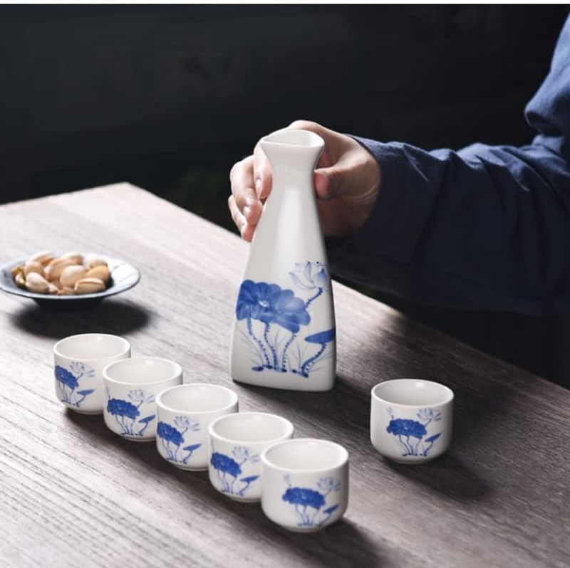 ZSEDP 7PCS Cerâmica Japanesa Copo de Sake Japonês Conjunto de cozinha em casa Flagon Liquor Cup Drinkwares White Wine Pot Presentes