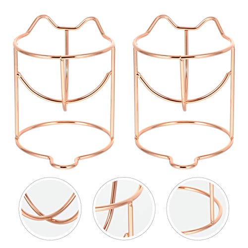 Lurrose 2pcs Creative Cat Cat Ear Beauty Stones Stops Sponters Aço inoxidável Animal fofo Pufed Buff Rack Ovo em pó